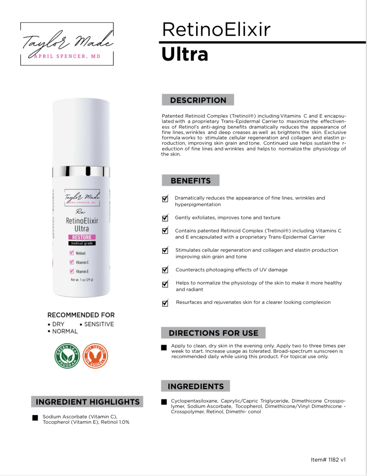 RetinoElixir Ultra - 1% Advanced Retinol Treatment | Patented Retinoid Complex | Oncology-Safe Maximum Strength Formula
