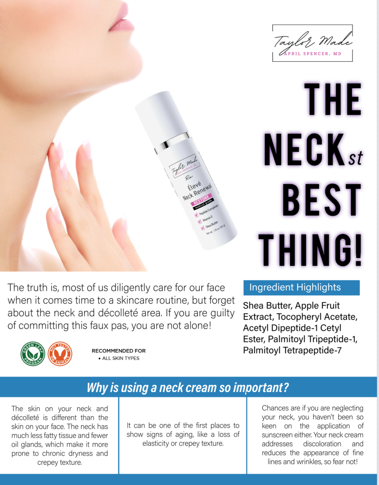 Élevé Neck Renewal - Advanced Neck & Décolleté Firming Cream | Peptide Complex | Oncology-Safe Anti-Aging Treatment