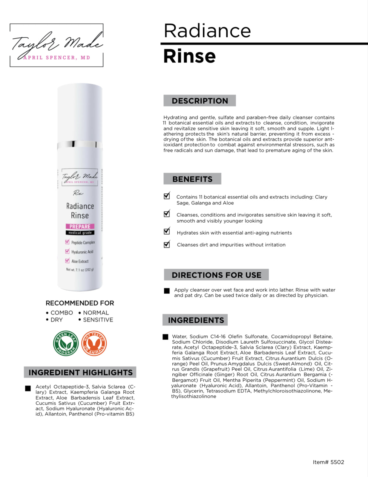 Radiance Rinse - Gentle Botanical Cleanser | Sulfate-Free & Paraben-Free | Oncology-Safe Sensitive Skin Formula