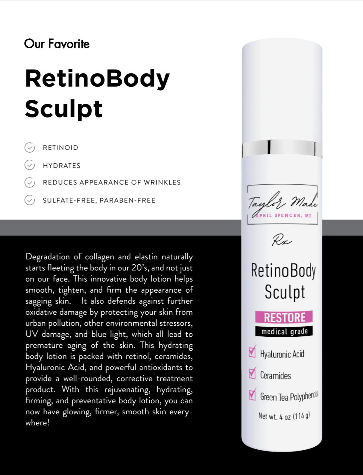 RetinoBody Sculpt - Retinol & Ceramide Firming Body Cream | Full Body Anti-Aging Treatment | Oncology-Safe Skincare