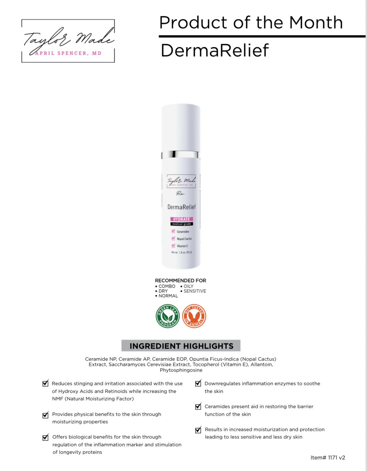 DermaRelief - Soothing Recovery Cream | Ceramide Complex & Anti-Inflammatory Botanicals | Oncology-Safe Sensitive Skin Treatment
