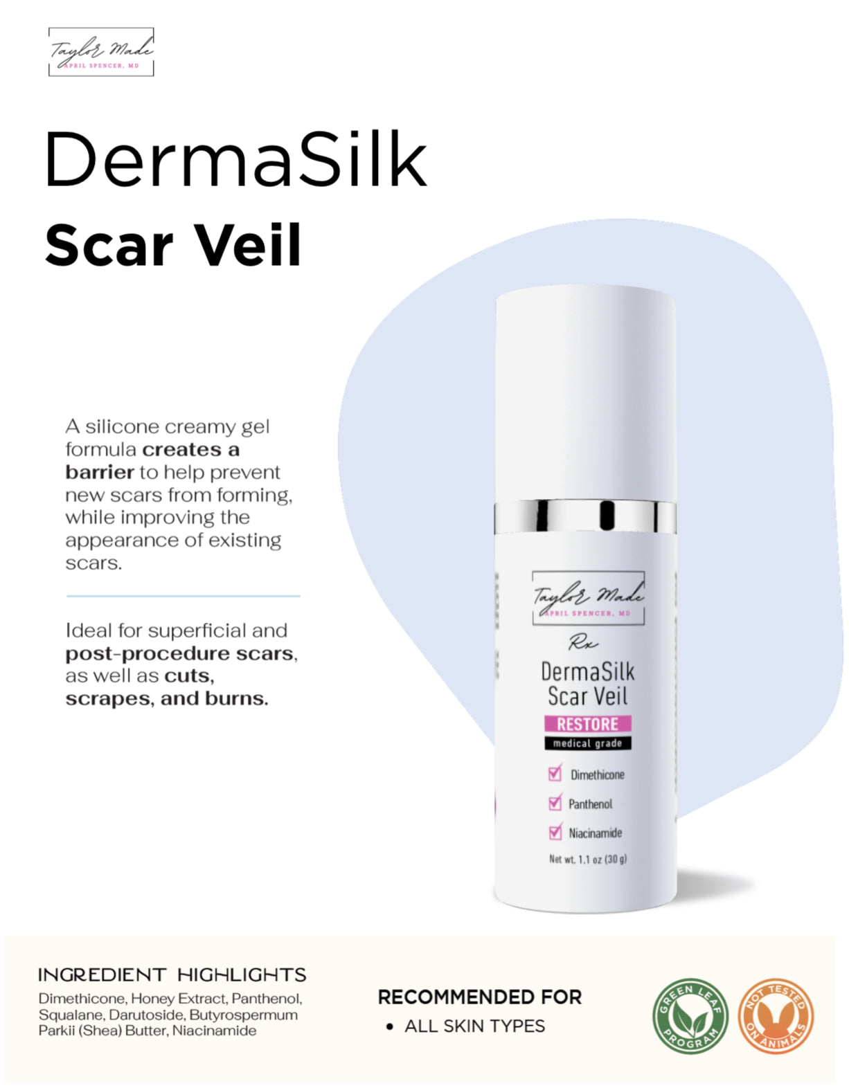 DermaSilk Scar Veil - Medical-Grade Silicone Scar Treatment | Post-Surgical & Radiation Care | Oncology-Safe Recovery Cream