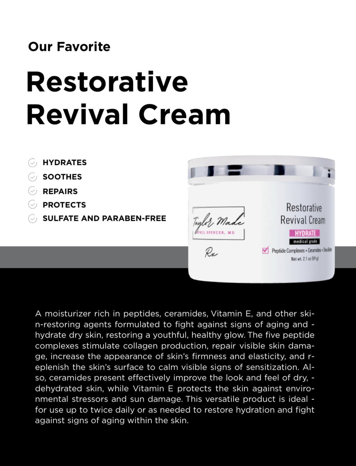 Restorative Revival Cream - Advanced Peptide & Ceramide Moisturizer | 5 Peptide Complexes | Oncology-Safe Day & Night Formula