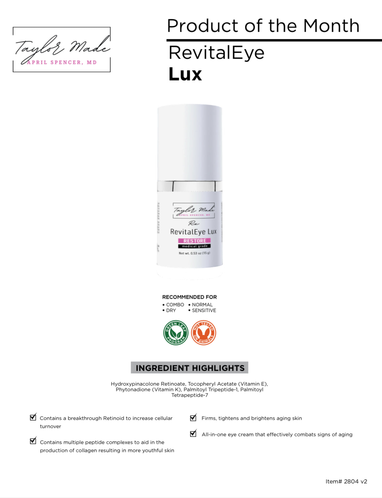 RevitalEye Lux | Retinoid Peptide Eye Cream with Vitamin K