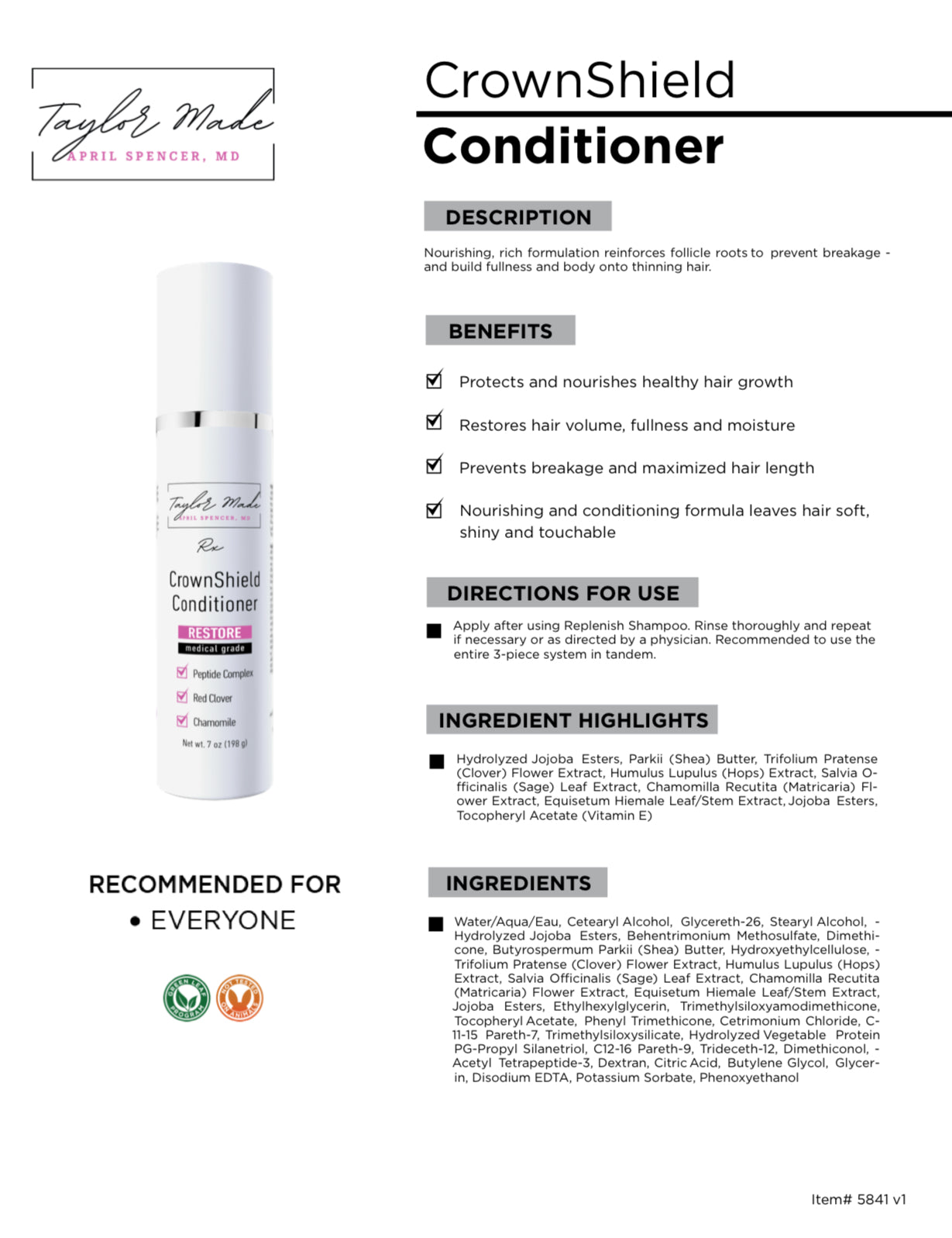 CrownShield Conditioner - Strengthening Hair Conditioner for Thinning Hair | Peptide & Botanical Formula | Oncology-Safe Hair Recovery System